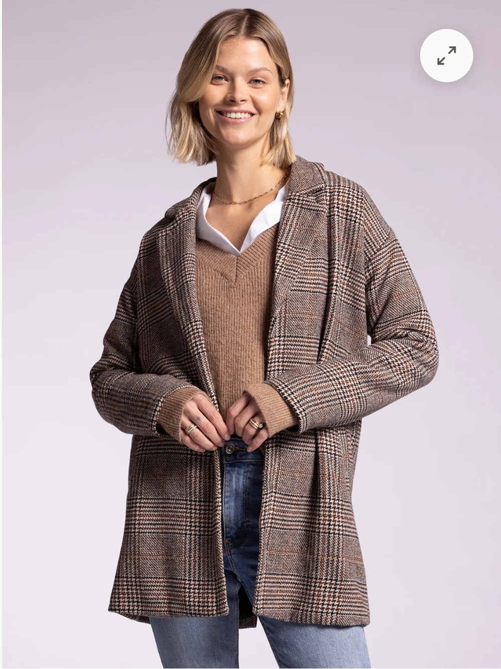Thread & Supply Coatigan in Brown and Tan